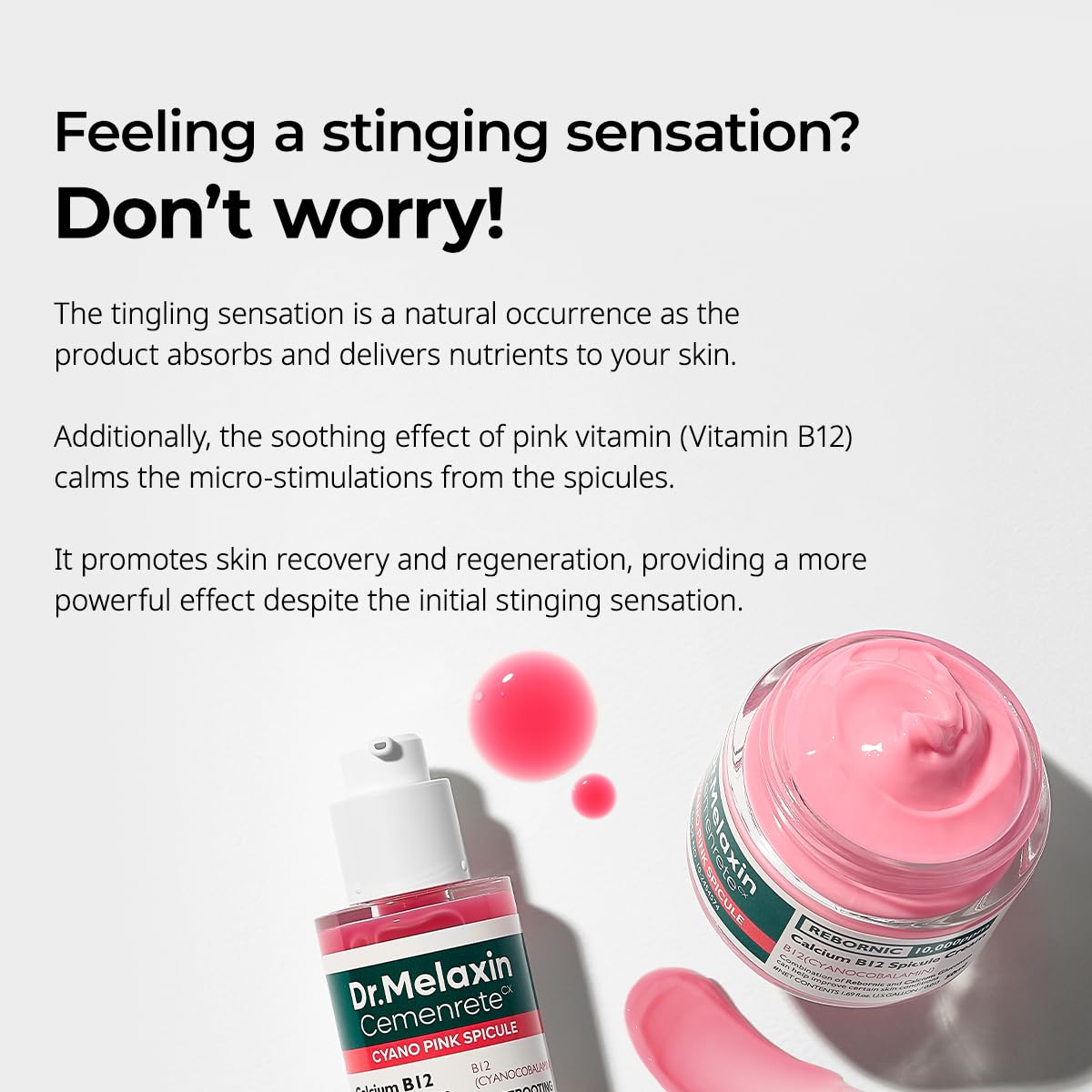 Dr.Melaxin Cemenrete Cyano Pink Spicule Cream with Calcium, Vitamin B12 for under eyes skin, Dark Circles, Fine Lines, Puffiness&Eye Bags Cream, 1.69 fl. oz.