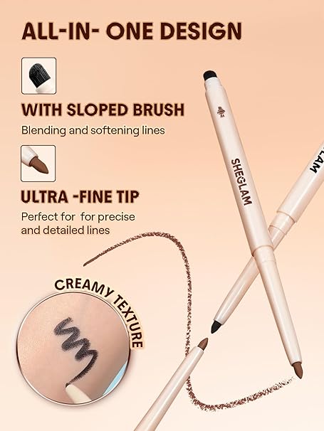 SHEGLAM Gel Glide Eyeliner Pencil Creamy Waterproof Smudgeproof Longwearing Eyeliner-Brown