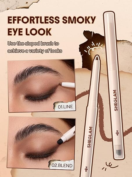 SHEGLAM Gel Glide Eyeliner Pencil Creamy Waterproof Smudgeproof Longwearing Eyeliner-Brown