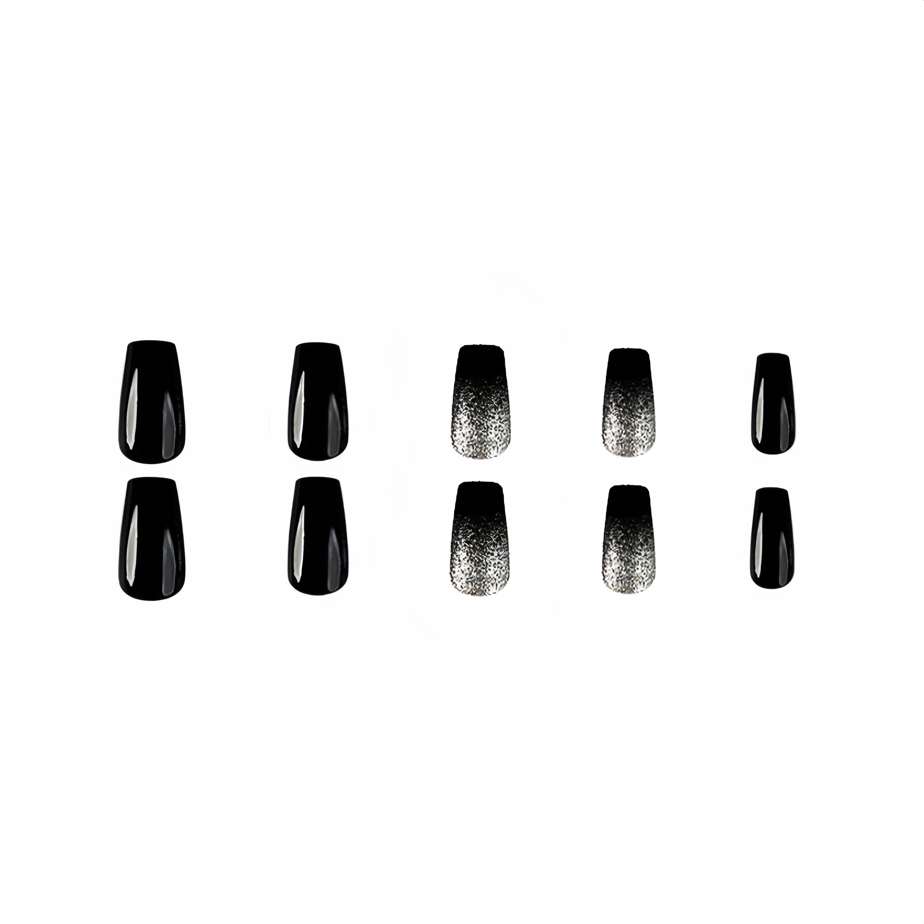 Glitter Short Coffin Nails