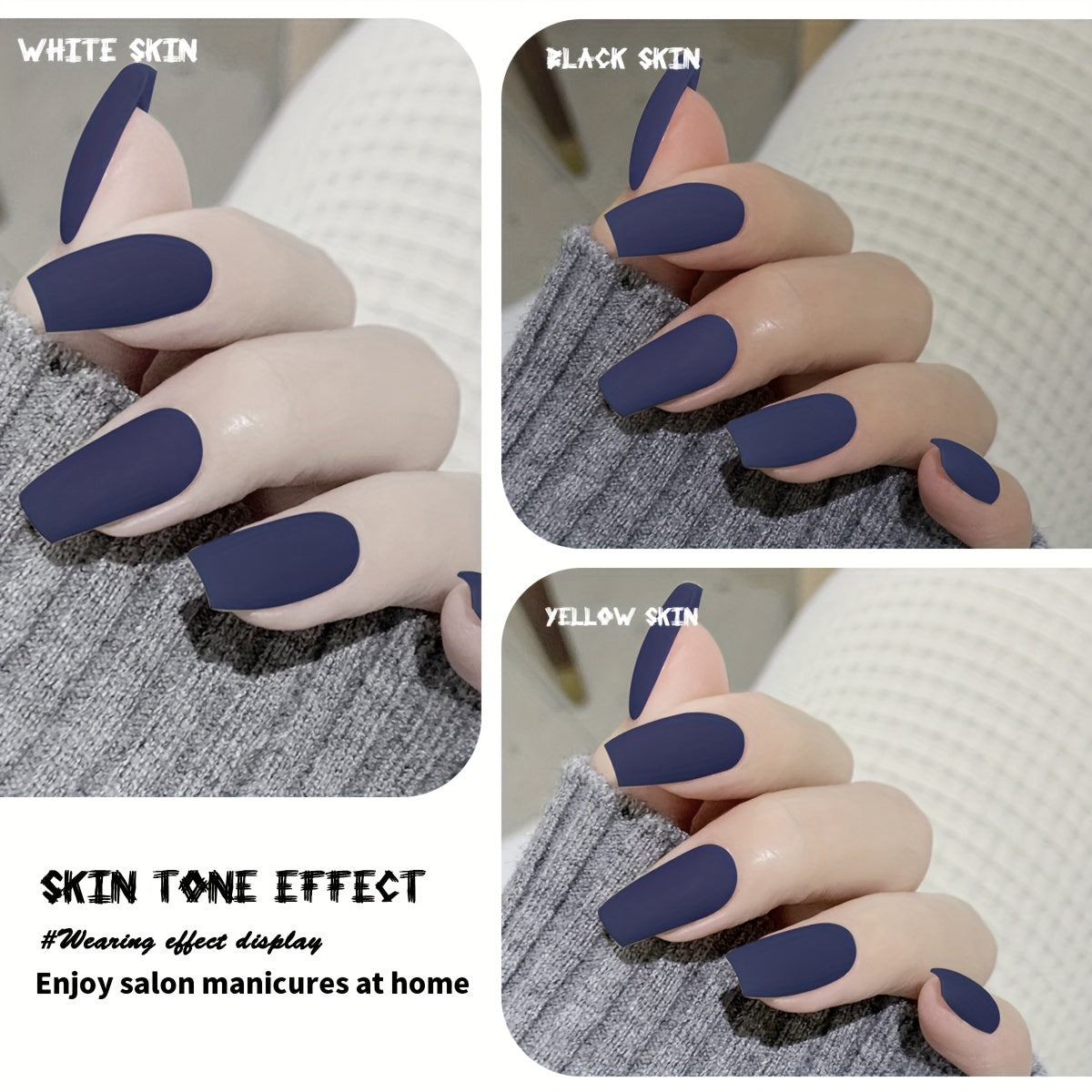 Matte Sapphire Blue Mid-Length Coffin Ballet Nails