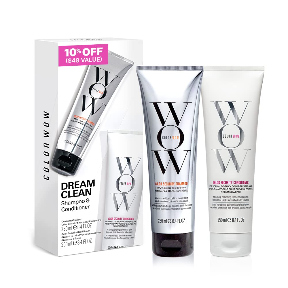 COLOR WOW Dream Clean Duo - 100% clean, sulfate-free COLOR SECURITY SHAMPOO and weightless COLOR SECURITY CONDITIONER| Achieve Super Glossy, Hydrated Hair