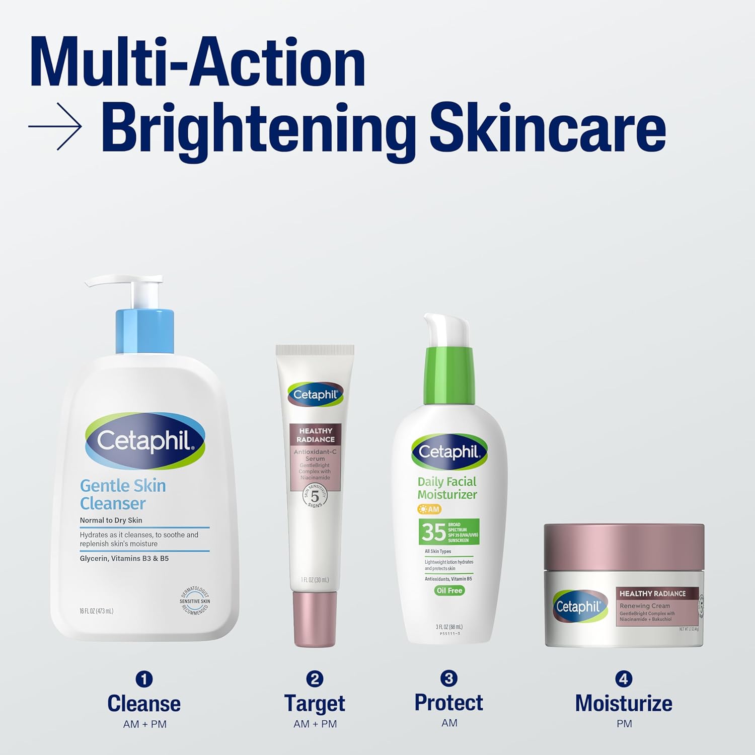 Cetaphil Face Cream, Healthy Radiance Renewing Cream, Visibly Reduces Look of Dark Spots, Brightening Lotion, Designed for Sensitive Skin, Hypoallergenic, Fragrance Free, 1.7oz