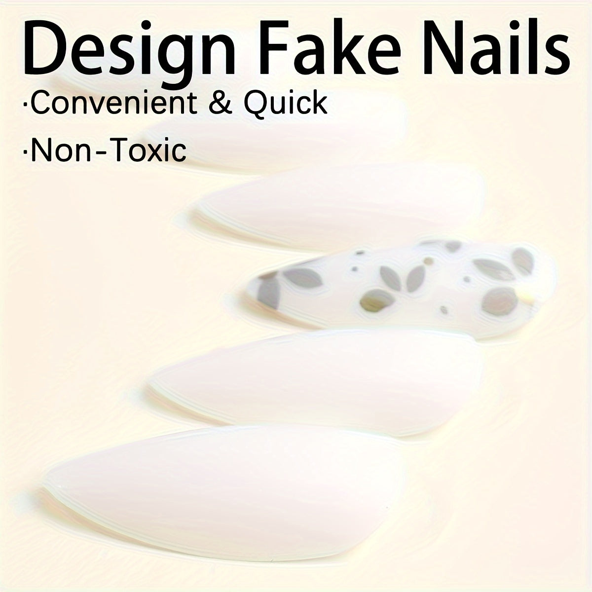 Almond Shape Nails - White Solid Color With Flower Design