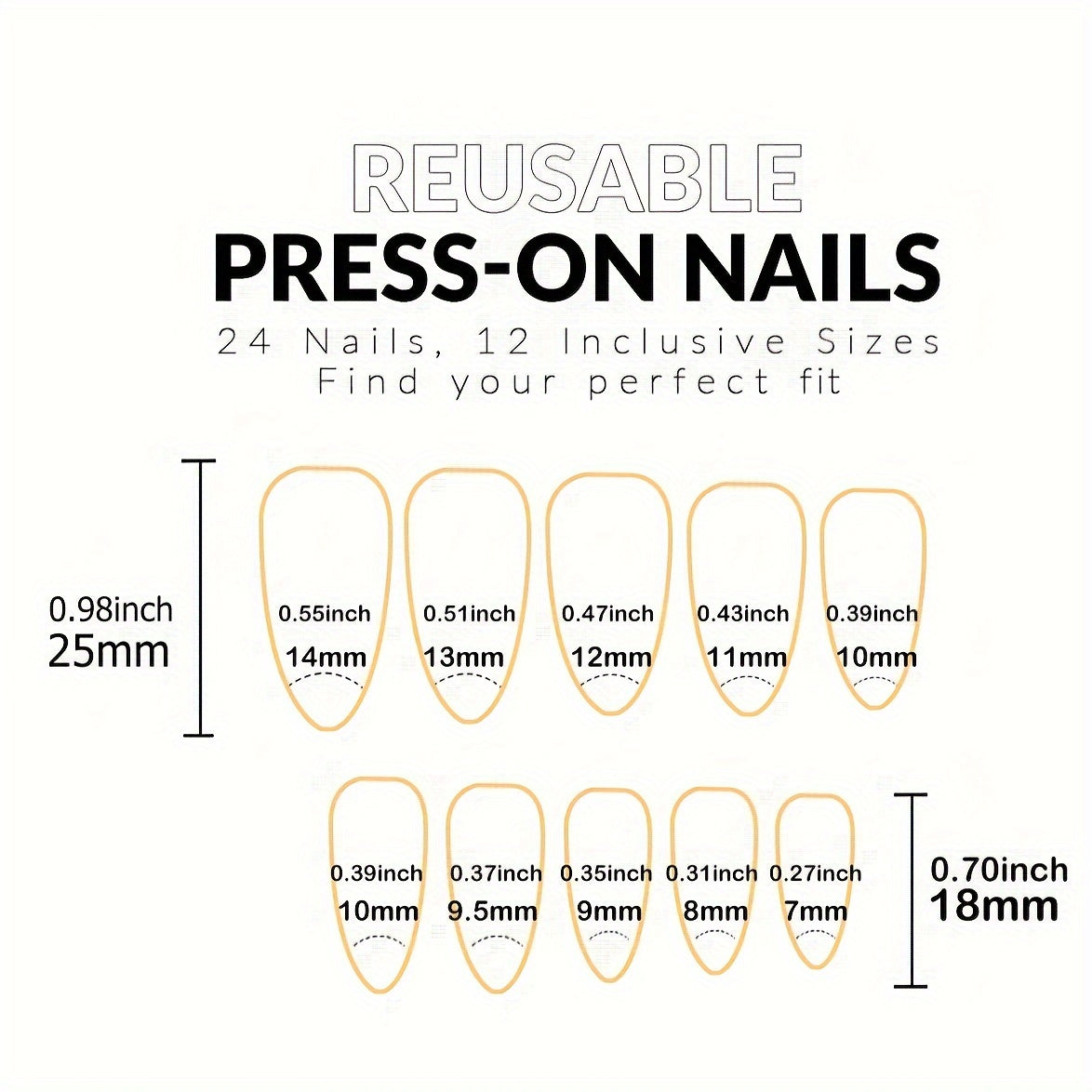 Medium Almond Shaped French White Edge Heart  Nail Tips