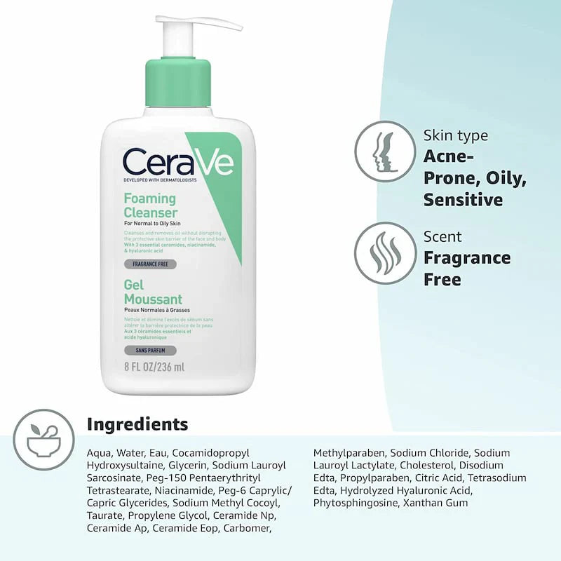 CeraVe Foaming Cleanser for Normal to Oily Skin