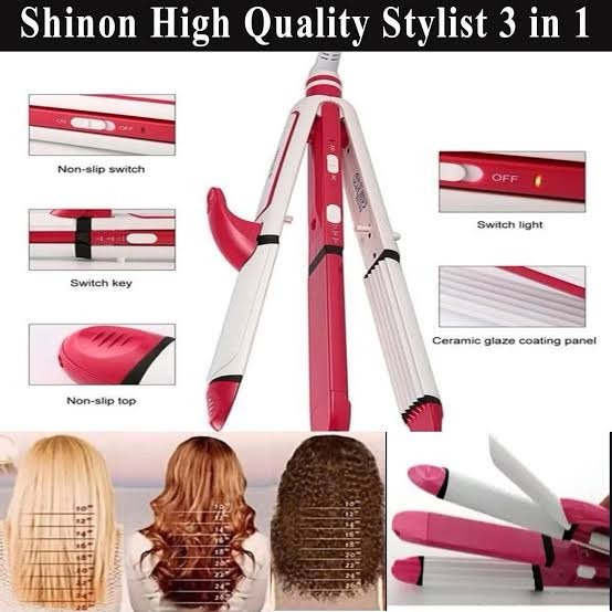 Hair Straightener and Curler, 3-in-1 Ceramic Hair Curling Iron & H